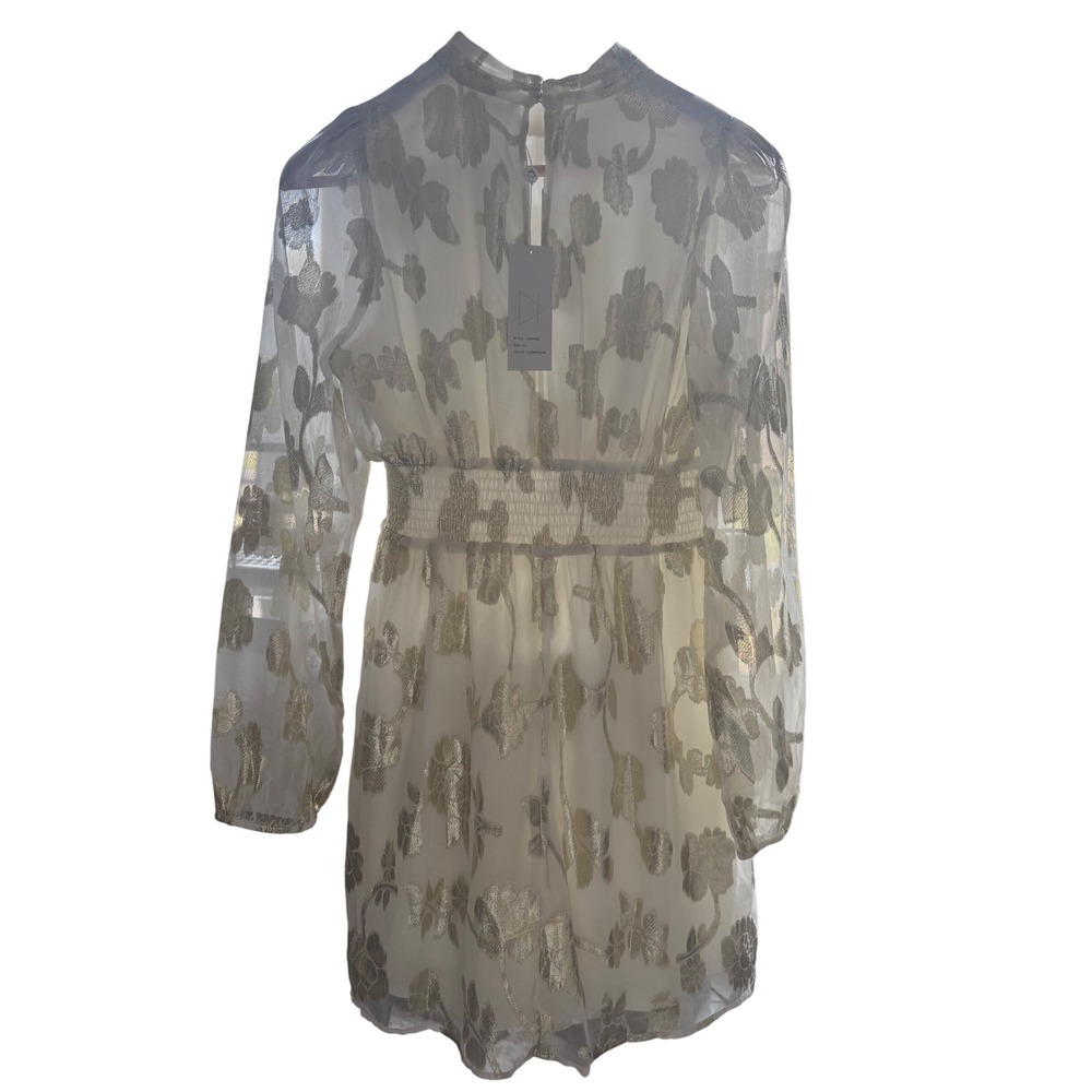 Sage the Label Mini Dress Floral Metallic Long Sleeve Party Dress M - Picture 4 of 12